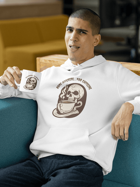 Bone Appétit – Funny Skeleton Coffee Mug for Foodies, Goth Vibes & Halloween Lovers - Wanderly Prints - 11 oz - 11oz - 15 oz